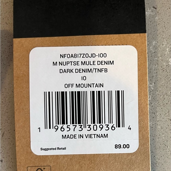 NEW The North Face Men's Nuptse Mule Slippers Shoes Dark Denim TNF Black Size 10 - Picture 12 of 13